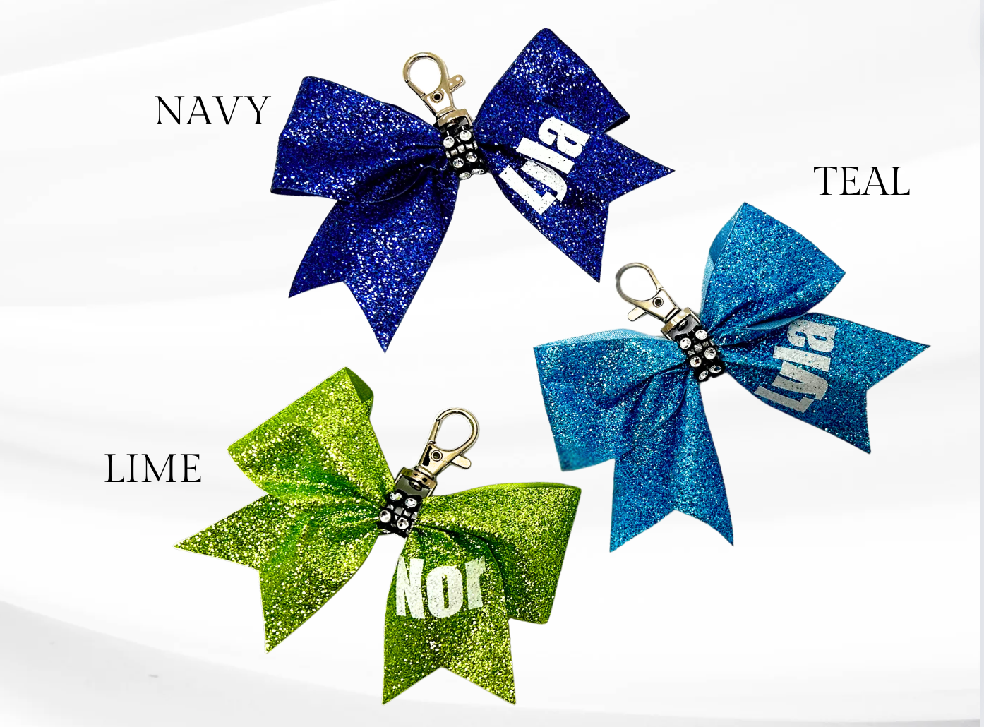 Personalized Cheer Bow Keychain, Cheer Bag Tag, Mini Cheer Bow Keychain, Cheerleader Keychain,