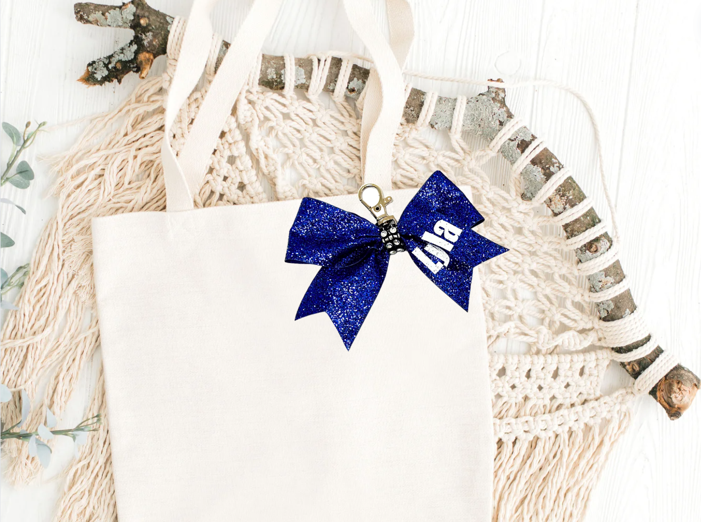 Personalized Cheer Bow Keychain, Cheer Bag Tag, Mini Cheer Bow Keychain, Cheerleader Keychain,
