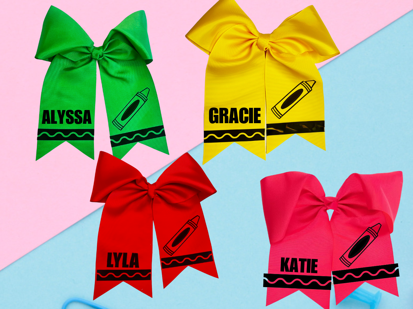 Personalized Crayon Hair Bow, Back to School Hair Bow, Crayon Hair Bow, School Hair Bow, Back to School Accessories, First Day of Kinder