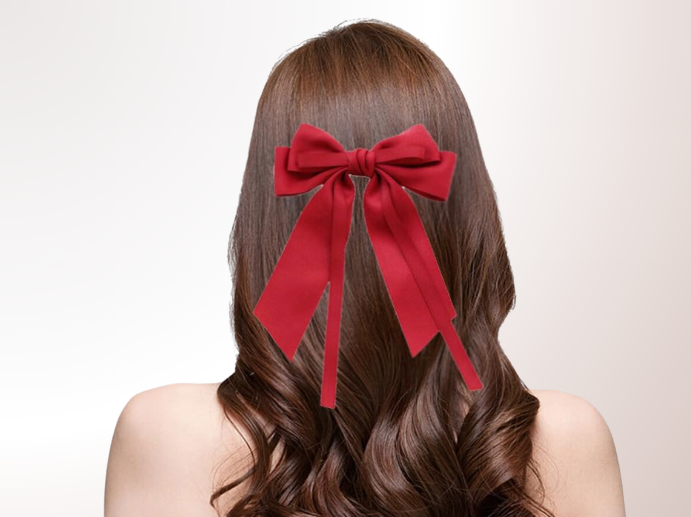 RED and Black Satin Hair Bow, Bow Ribbon Hair Clip, Special Occasion Hair Bow, 2 Piece Set, Long Tail Hair Bow, Elegant Bow (Copy)