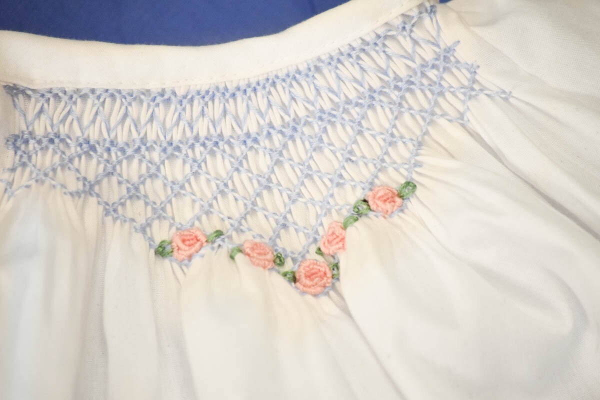 Baby Girl Dress - Smocked Gown and matching Bonnet, Easter Dress, Christening gown, Baby Shower Gift