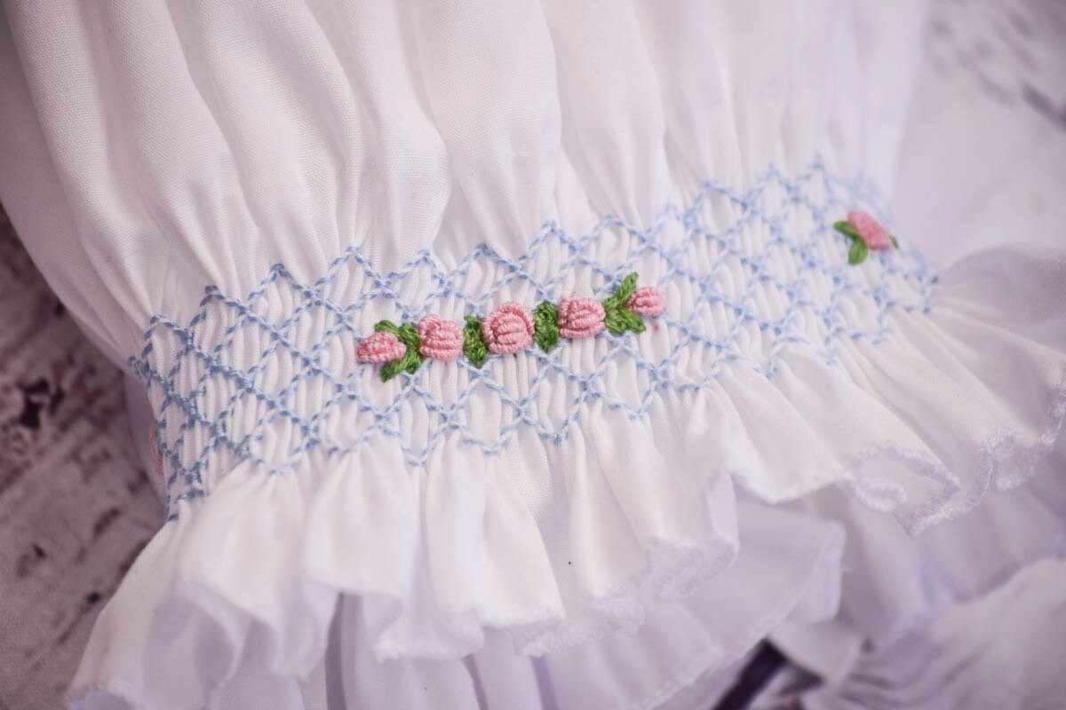 Baby Girl Dress - Smocked Gown and matching Bonnet, Easter Dress, Christening gown, Baby Shower Gift