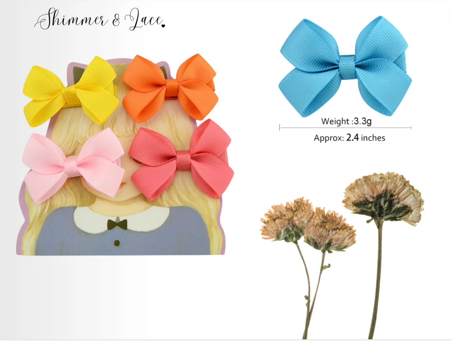 Set of 3 Hair Bows and Hair Bow Holder included!