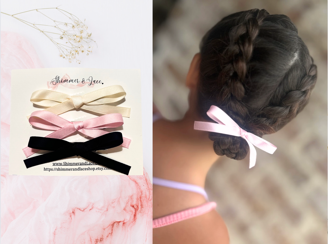 Small Satin Ribbon Hair Bow | Knotted Bow | Tied Ribbon Bow | 3 Bows Included