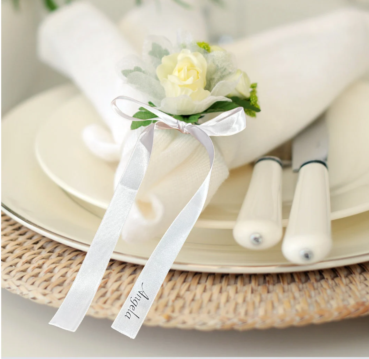 White Name Cards Place Cards, Customizable Satin, Ribbon Place Card,  Elegant Seating tags, For Any Special Occasion Place Card, Unique Card