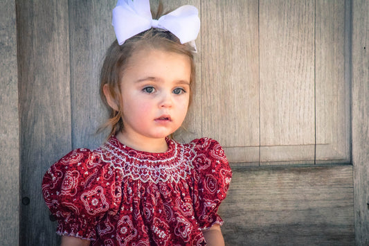 Country Dress - Bandana Dress - Girls Western Dress -  Smocked Dress - Bishop Dress, Heirloom Dress,