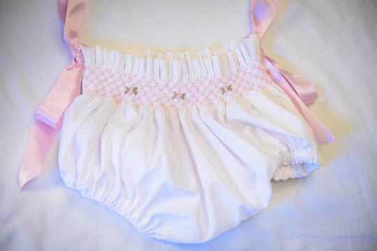 Smocked Bloomers - Diaper Cover - Newborn Pictures - Christening Bloomers - First Pictures