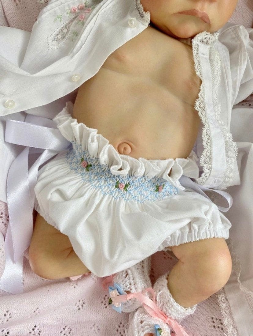 Smocked Bloomers - Diaper Cover - Newborn Pictures - Christening Bloomers - First Pictures