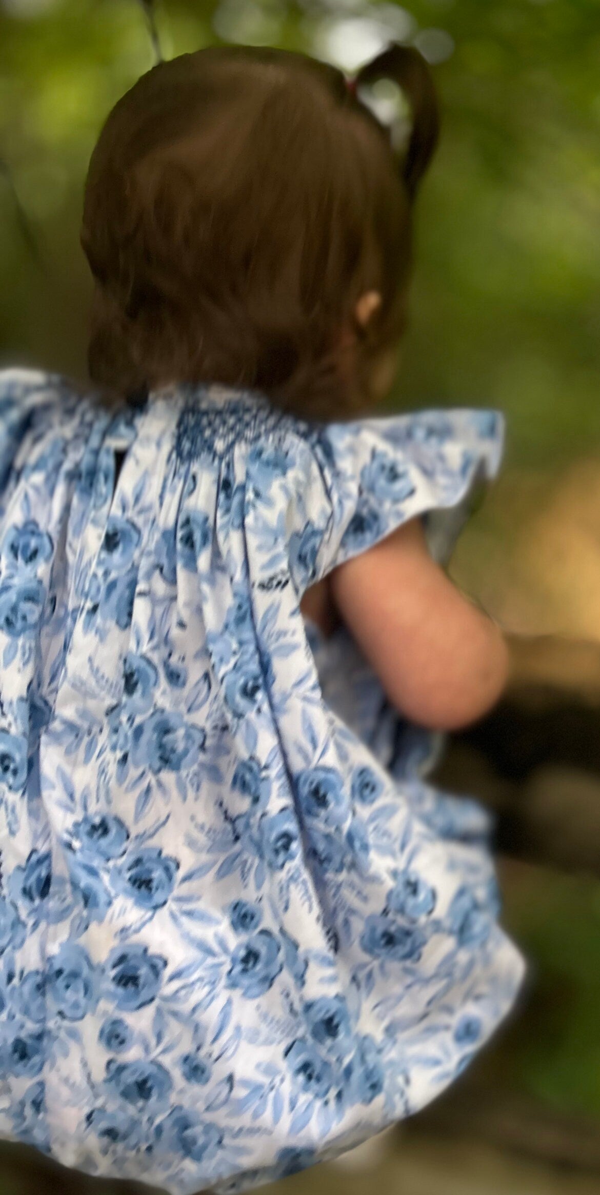 Blue Floral - baby girl smocked - Bishop Bubble